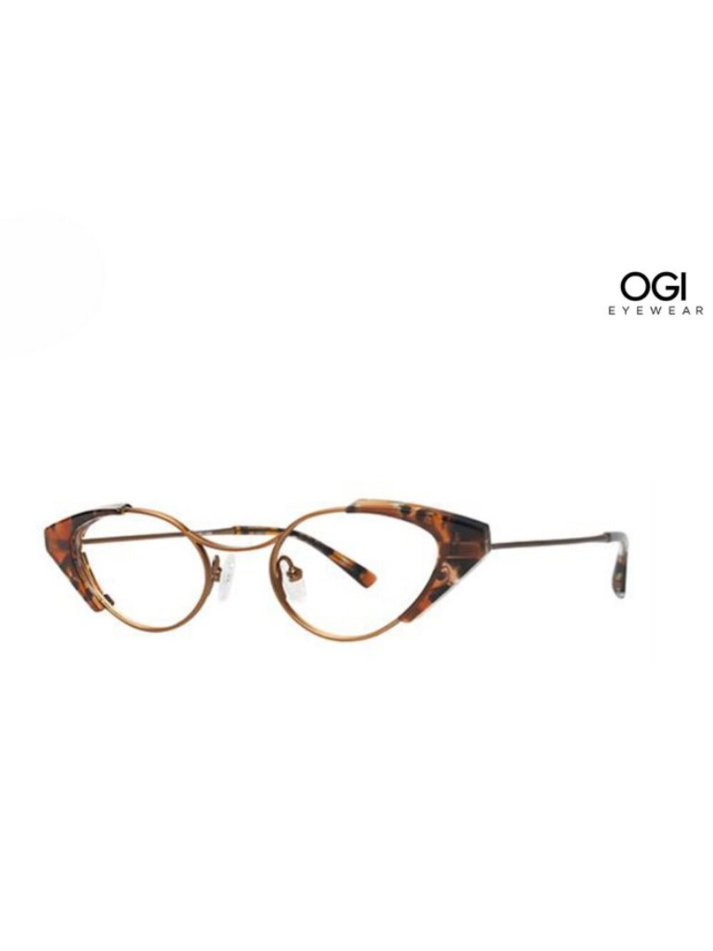 OGI HERITAGE 5300 1417 titanium glasses cat eye yellow marble brown 46-20-145
